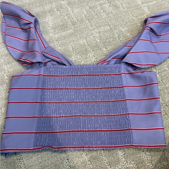 Guess Lavender Top with Red and White Stripes - Picture 3 of 5